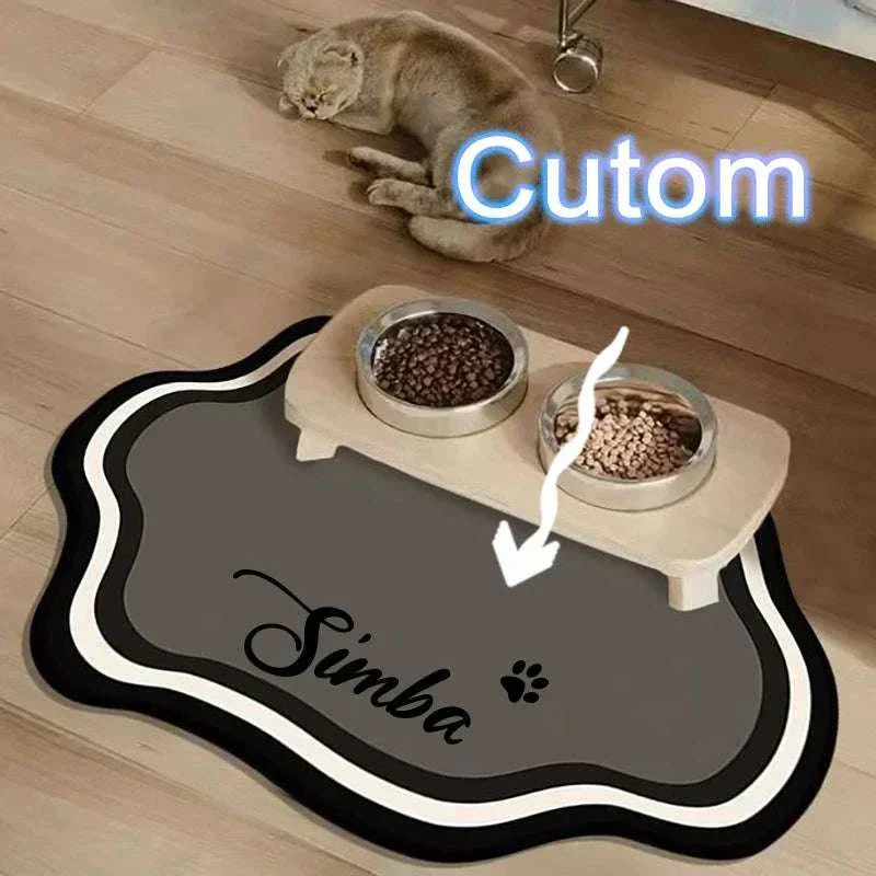 Personalised pet feeding mat made of diatom mud with non-slip, waterproof, and customisable design