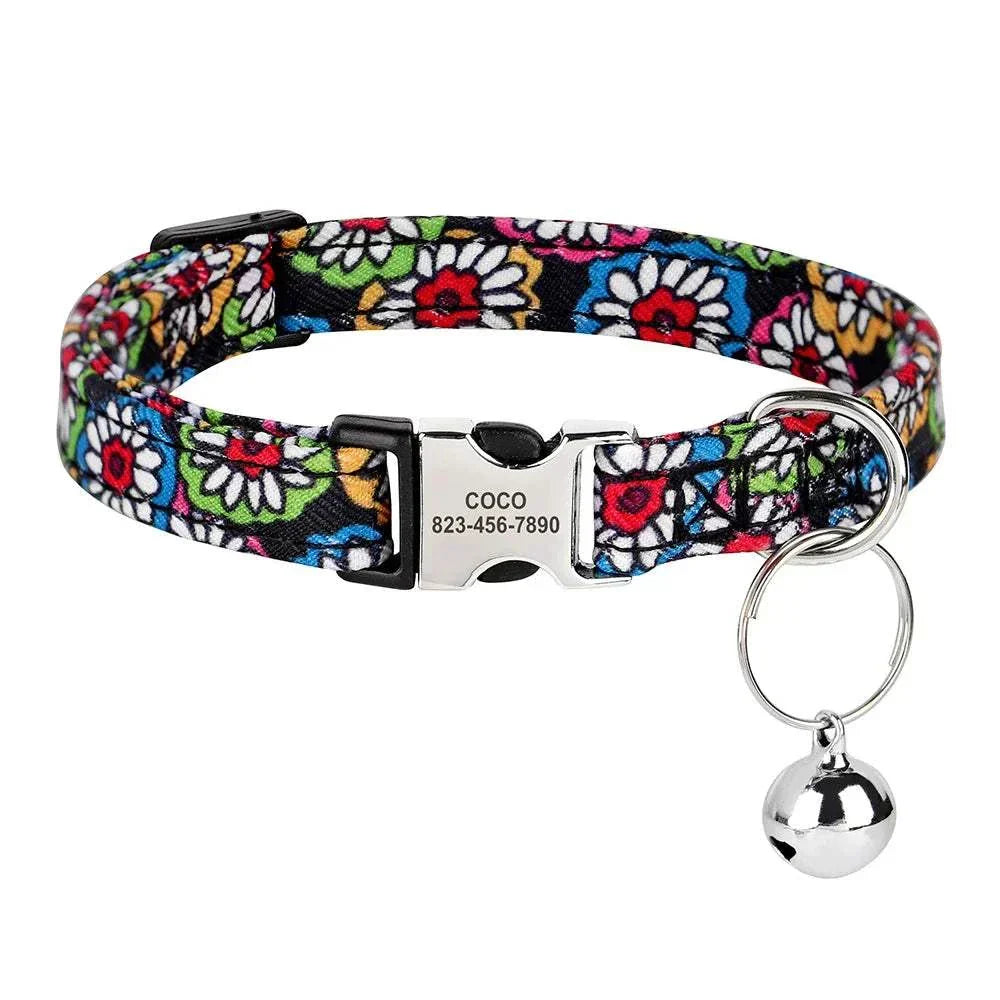 Personalised Adjustable Pet Collar for Cats Kittens and small dogs