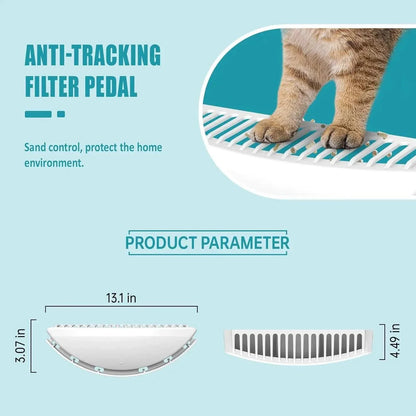 Tonepie Smart Cats Litter Box anti-tracking filter pedal replacement part with sand control, white plastic design, 13.1 x 3.07 x 4.49 inches