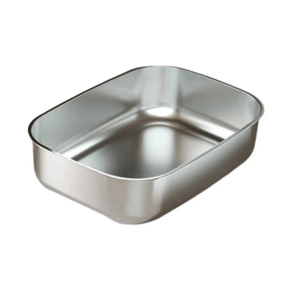 Stainless steel cat litter box, splashproof, easy to clean.