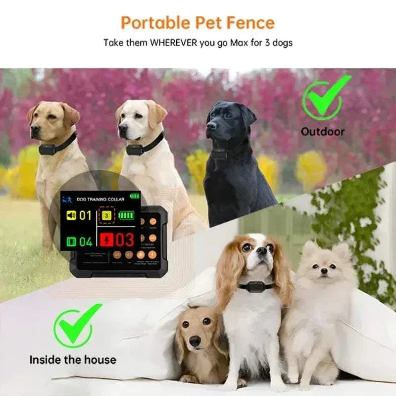 Three-in-One Wireless Dog GPS Fence with radar precision and training modes for indoor and outdoor use