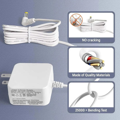 Tonepie Smart Cats Litter Box replacement power adapter with durable, high-quality cable and 25000+ bend test for reliability