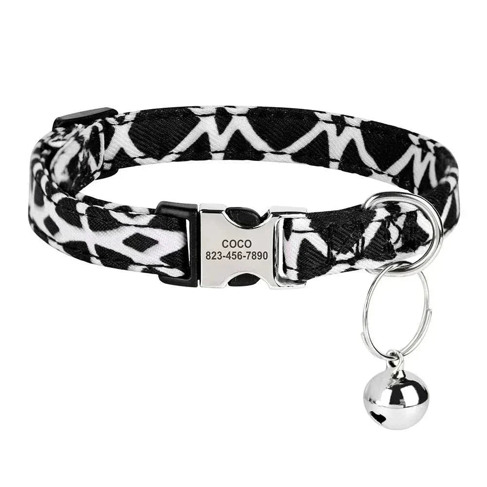 Personalised Adjustable Pet Collar for Cats Kittens and small dogs