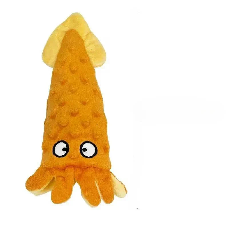 No stuffing fun squeaky crinkle plush bite resistant dog toy in orange.