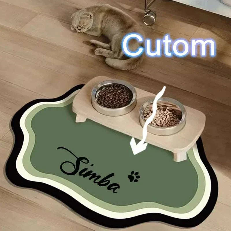 Personalised pet feeding mat made of diatom mud, non-slip, waterproof, cute shape with custom text option