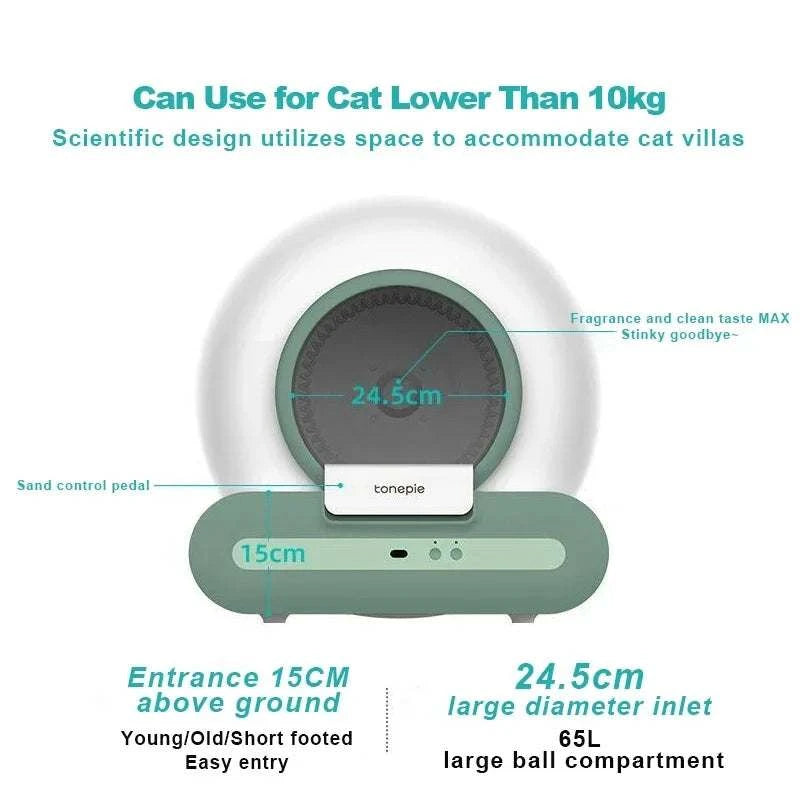 TONEPIE 2.0 Automatic Smart Cat Litter Box with self-cleaning feature and Australian plug, designed for cats under 10kg.