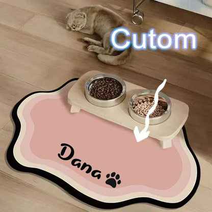 Personalised pet feeding mat made of non-slip waterproof diatom mud with cute shape and custom text option