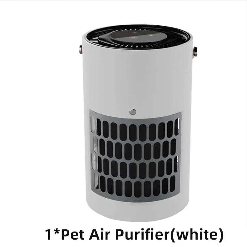 Pet air purifier with HEPA filter system, odor cleaner, ideal for cat and dog hair.