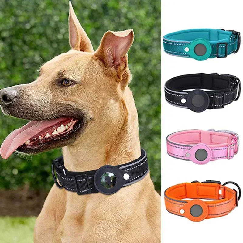 Air-Tag Reflective Collar for Dogs with secure AirTag holder and waterproof reflective design