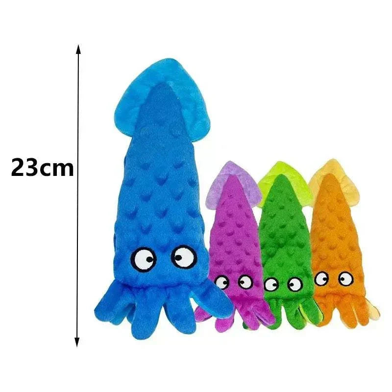 No stuffing fun squeaky crinkle plush bite resistant dog toy, colorful animal design, 23cm.