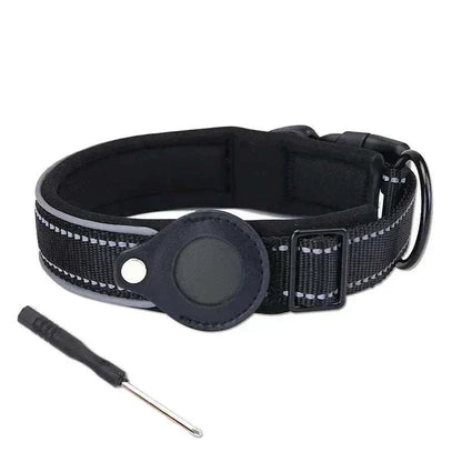 Adjustable Air-Tag Reflective Collar for small and medium dogs with waterproof, durable, and reflective nylon design
