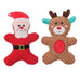 Xmas Pet Dog Plush Chew Toy Santa Elk Gingerbread Man Donut