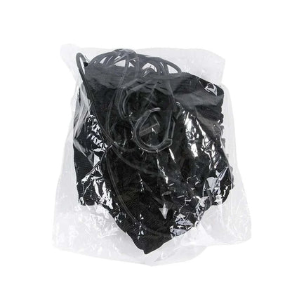 Black pet front seat isolation net in packaging, made of durable oxford cloth with mesh for visibility and air circulation.