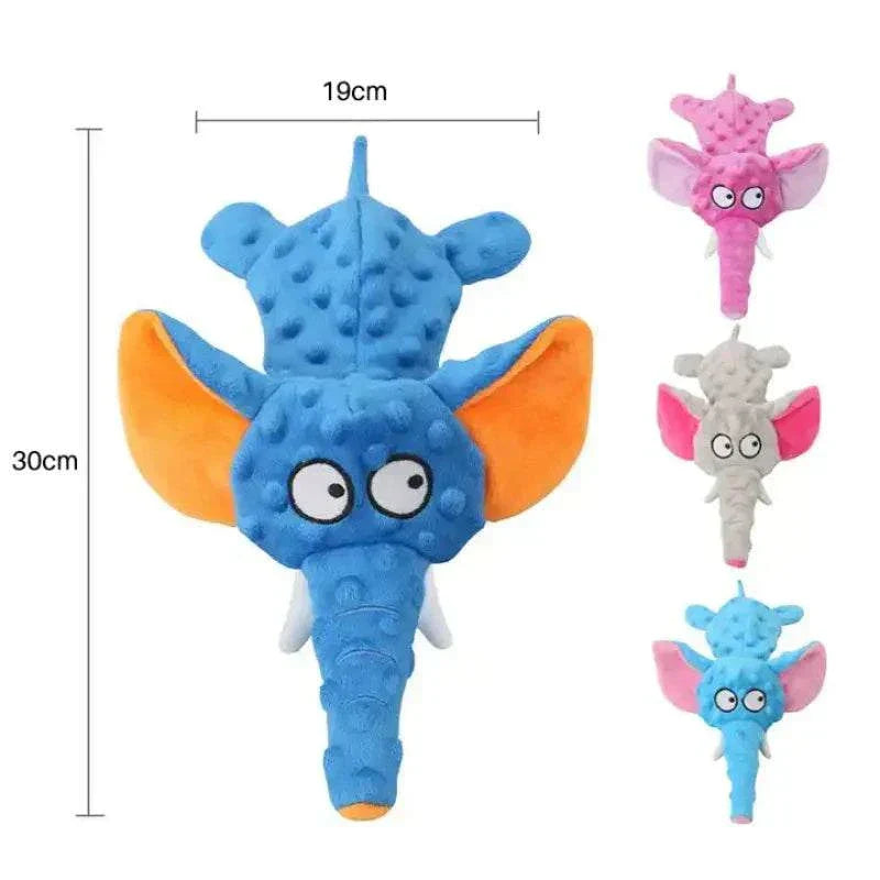 Squeaky crinkle plush bite-resistant no stuffing dog toy in elephant shape.