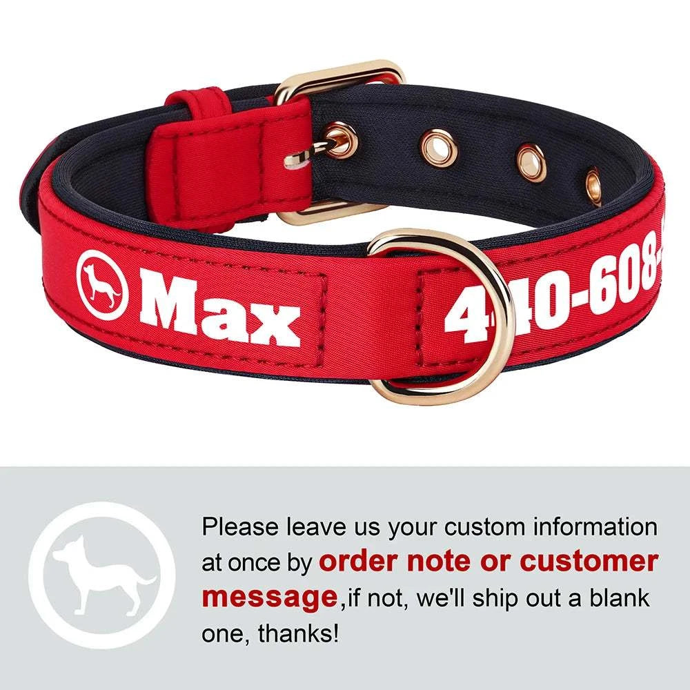 Personalised Soft Padded PU Leather Dog Collar