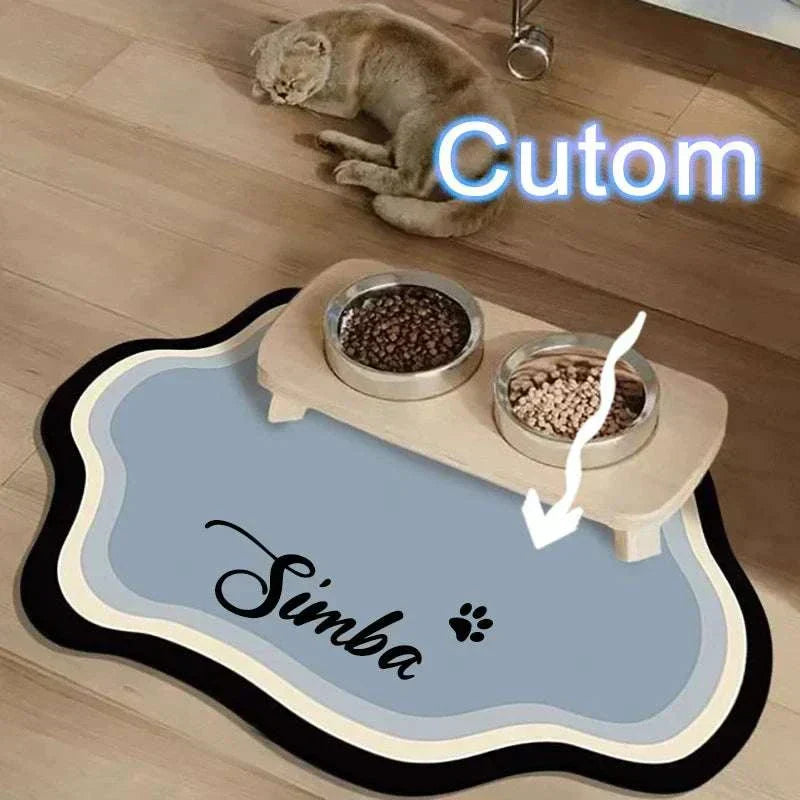 Personalised pet feeding mat made of diatom mud, non-slip and waterproof with cute shape and custom text options