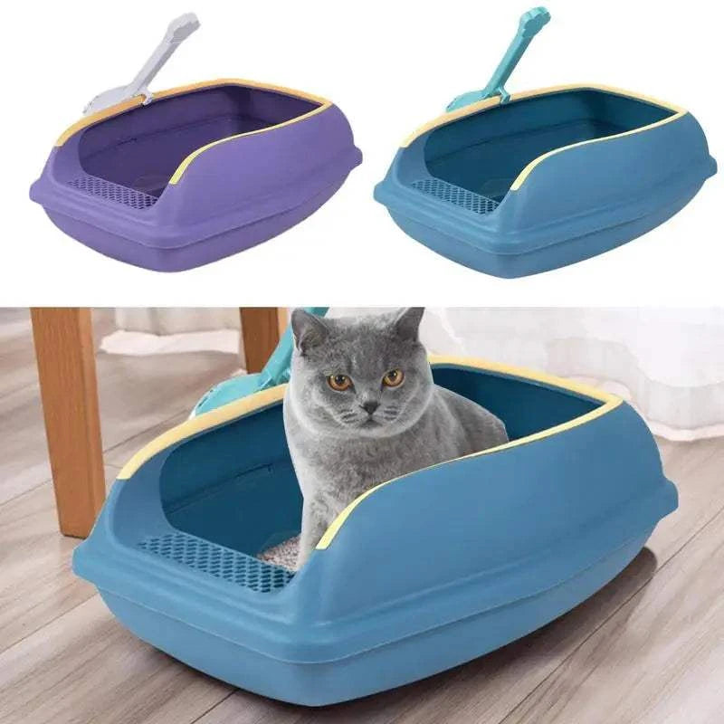 Large Capacity Cat Litter Box Semi-closed Plastic Sand Box For Cats