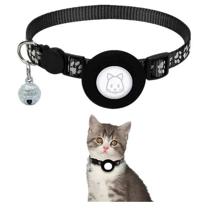 Breakaway cat collar with adjustable fit, bell, and built-in Airtag holder for pet safety and style