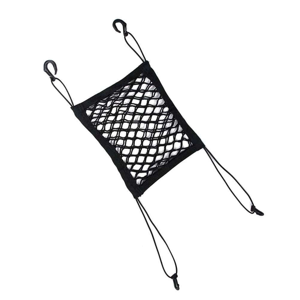 Black mesh pet front seat isolation net for car, enhances safety and air circulation.