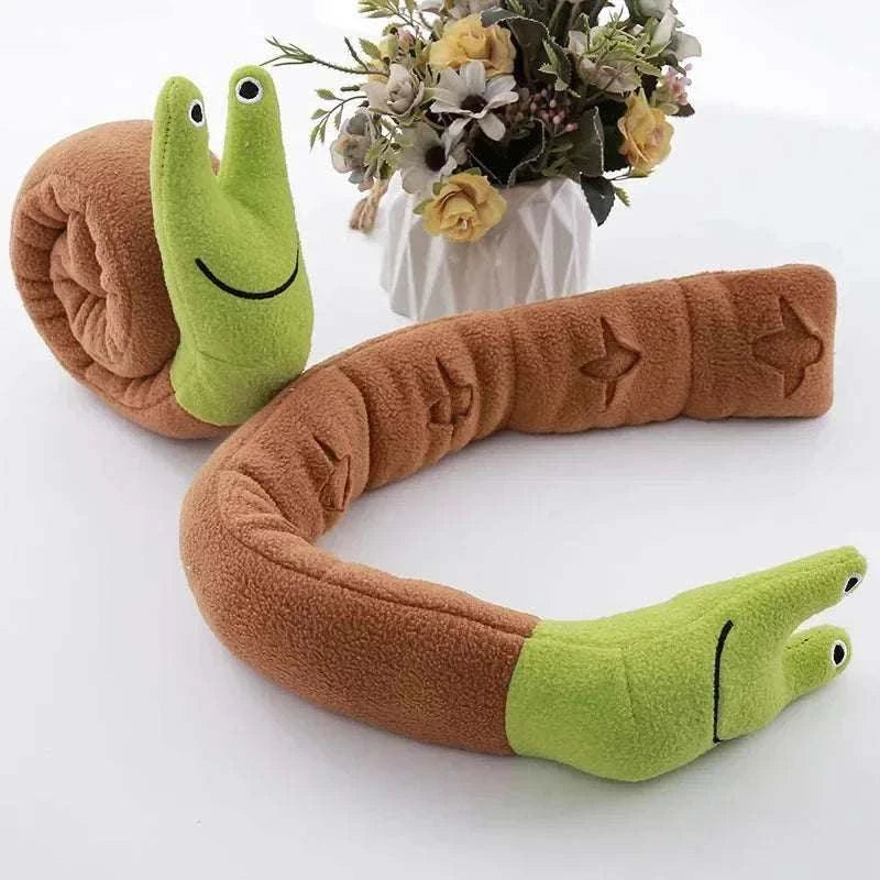 Interactive snail-shaped dog toy for sniffing and entertainment.