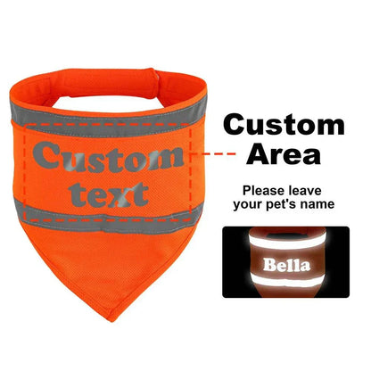 Reflective Dog Safety Bandana personalized with dog’s name for visibility and comfort