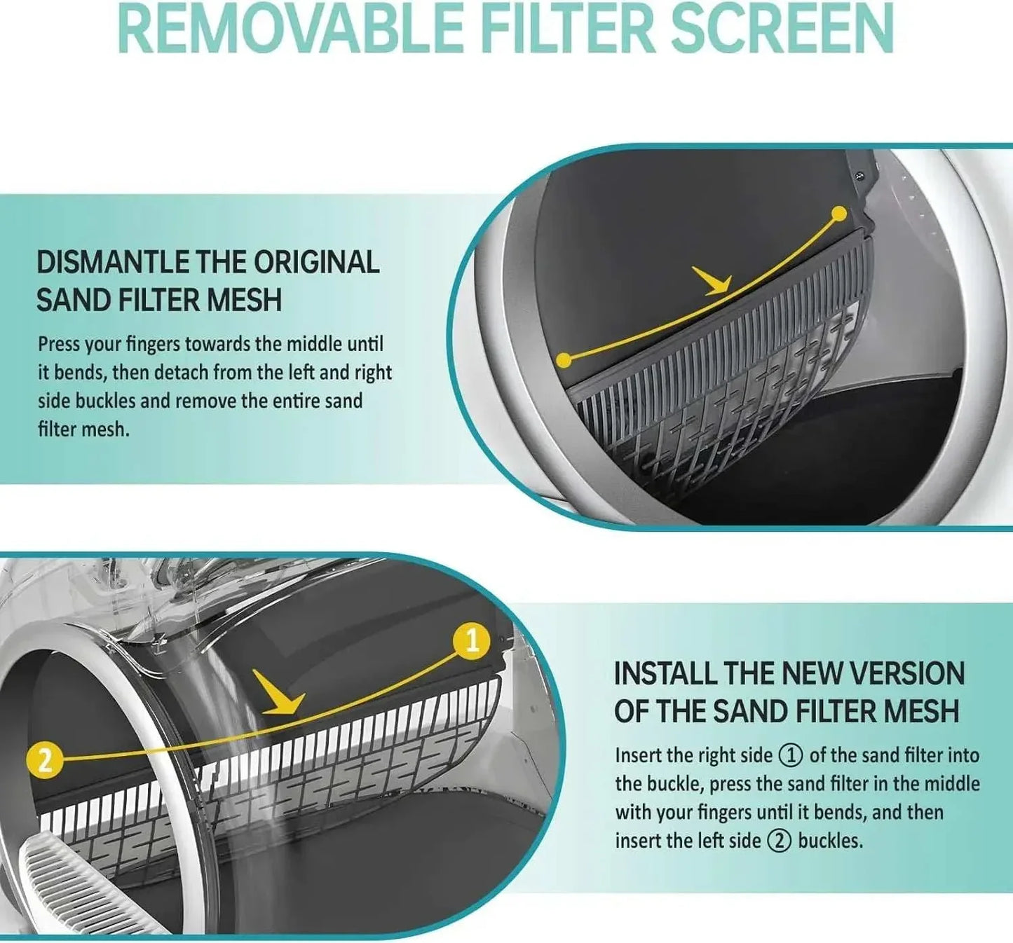 Tonepie Smart Cats Litter Box removable sand filter mesh replacement part for automatic cat litter box maintenance