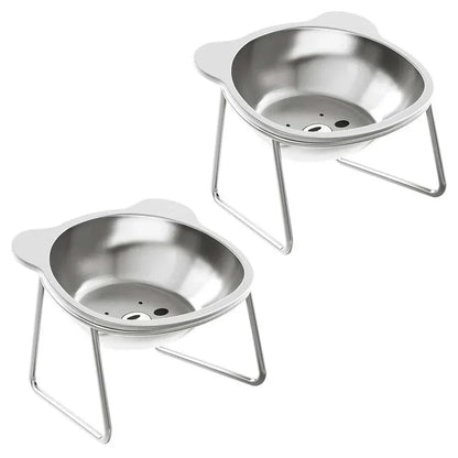 Elevated Cat Bowl Set with stainless steel raised food and water bowls for healthy pet posture and easy cleaning