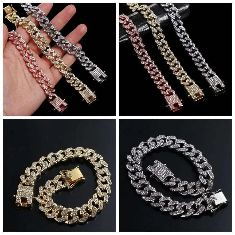 Luxury Dog Collar with sparkling rhinestones in silver, rose gold, and gold.