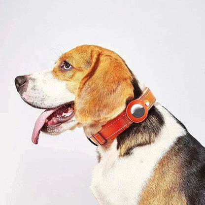 Air-Tag Reflective Collar for Dogs with secure Apple AirTag holder and reflective safety strip