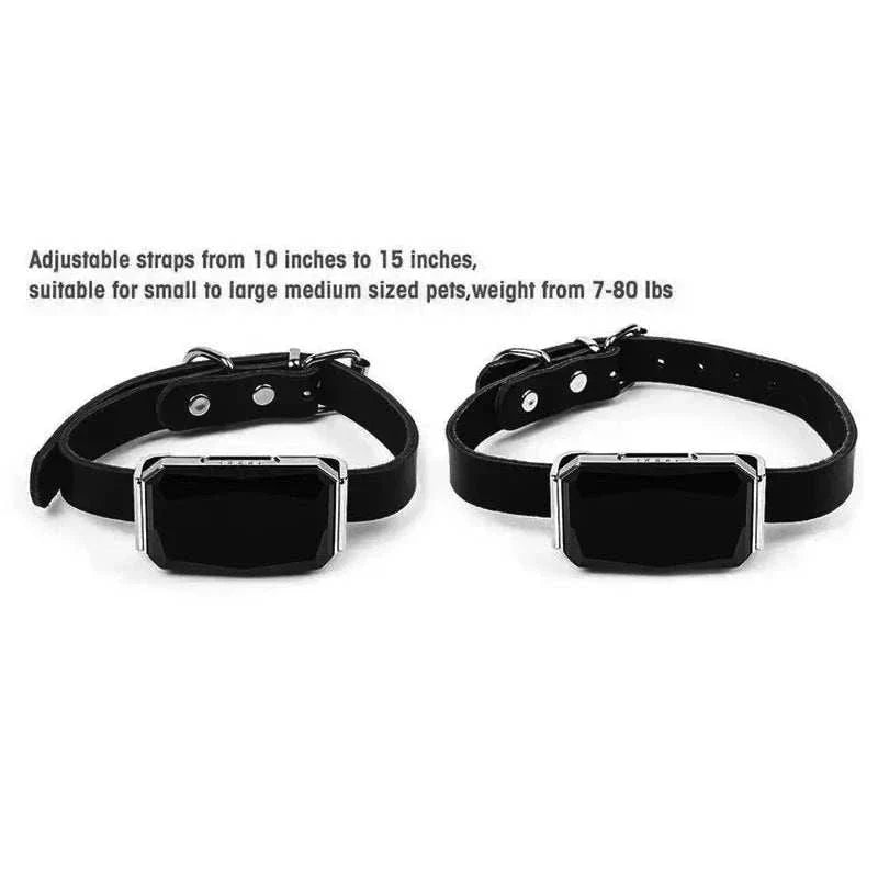 Mini waterproof GPS pet collars with adjustable straps for tracking dogs and cats.