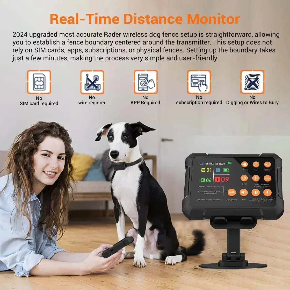 Three-in-One Wireless Dog GPS Fence with radar precision for training, boundary, and forbidden zones