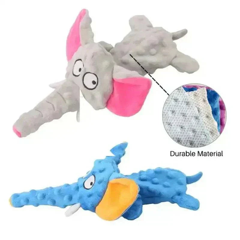 No stuffing fun squeaky crinkle plush bite resistant dog toy, animal shape, durable and machine washable.