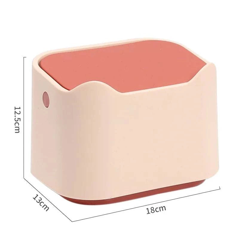 Double-layer cat litter box bin, fully enclosed design, 12.5cm x 18cm x 13cm.