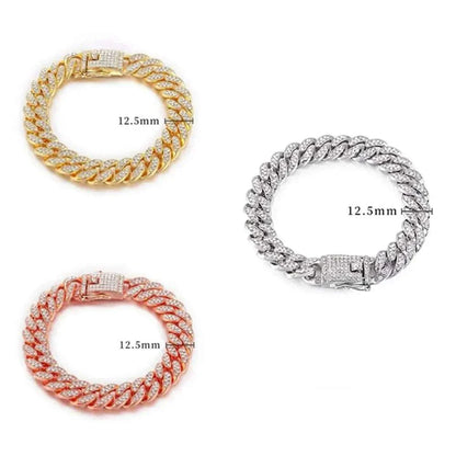 Luxury dog collar in silver, rose gold, and gold with rhinestones, 12.5mm width.