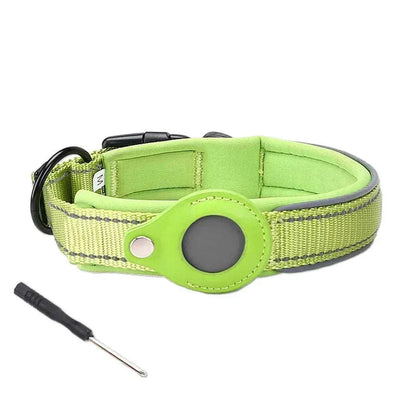 Air-Tag Reflective Collar for dogs with secure Apple AirTag holder and reflective strip in multiple colors