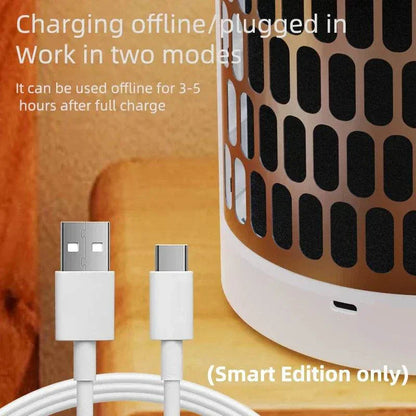 HEPA filter air purifier for pet hair and odor, featuring offline charging and dual operation modes with USB/Type-C connectivity.