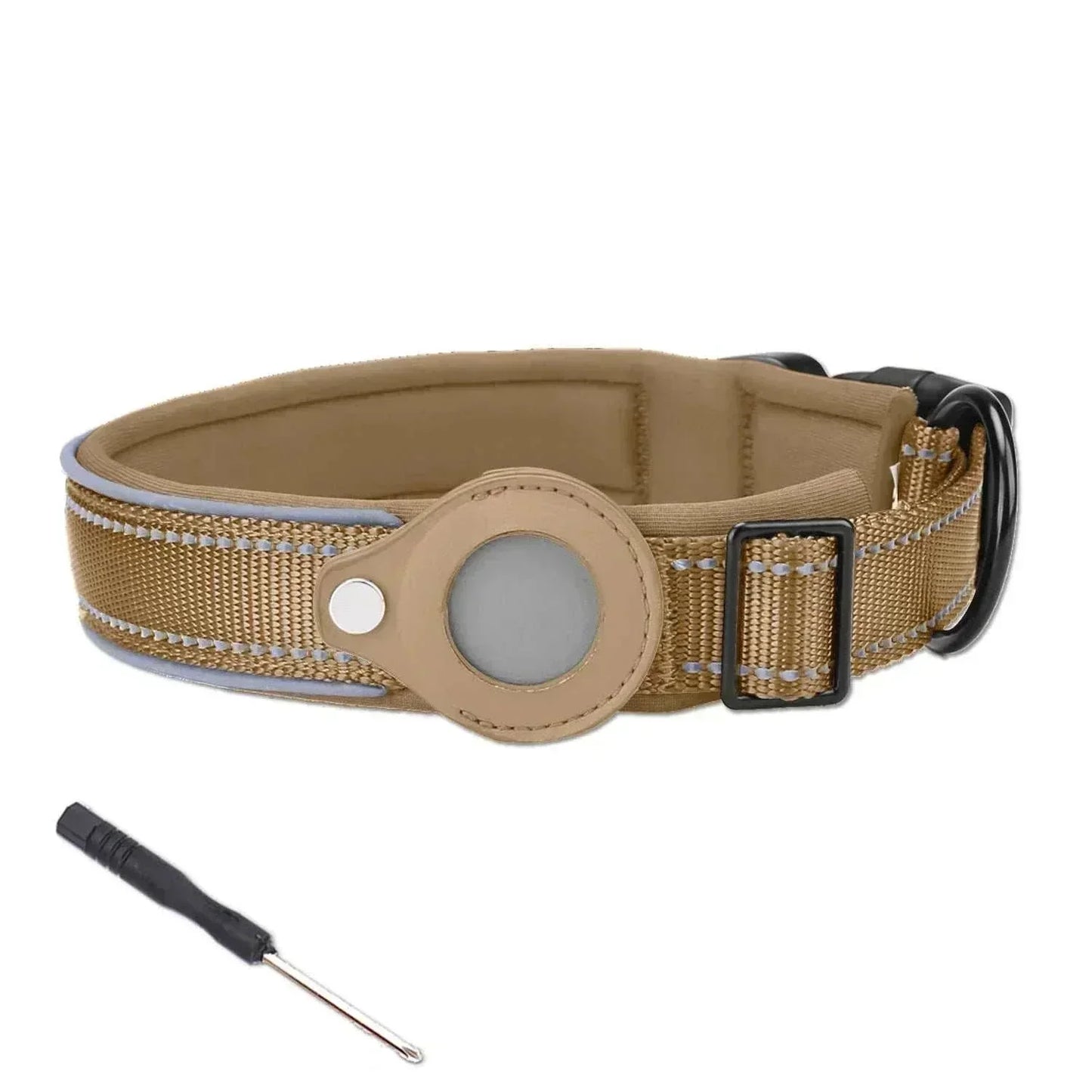 Air-Tag Reflective Collar for dogs with secure AirTag holder and waterproof reflective design