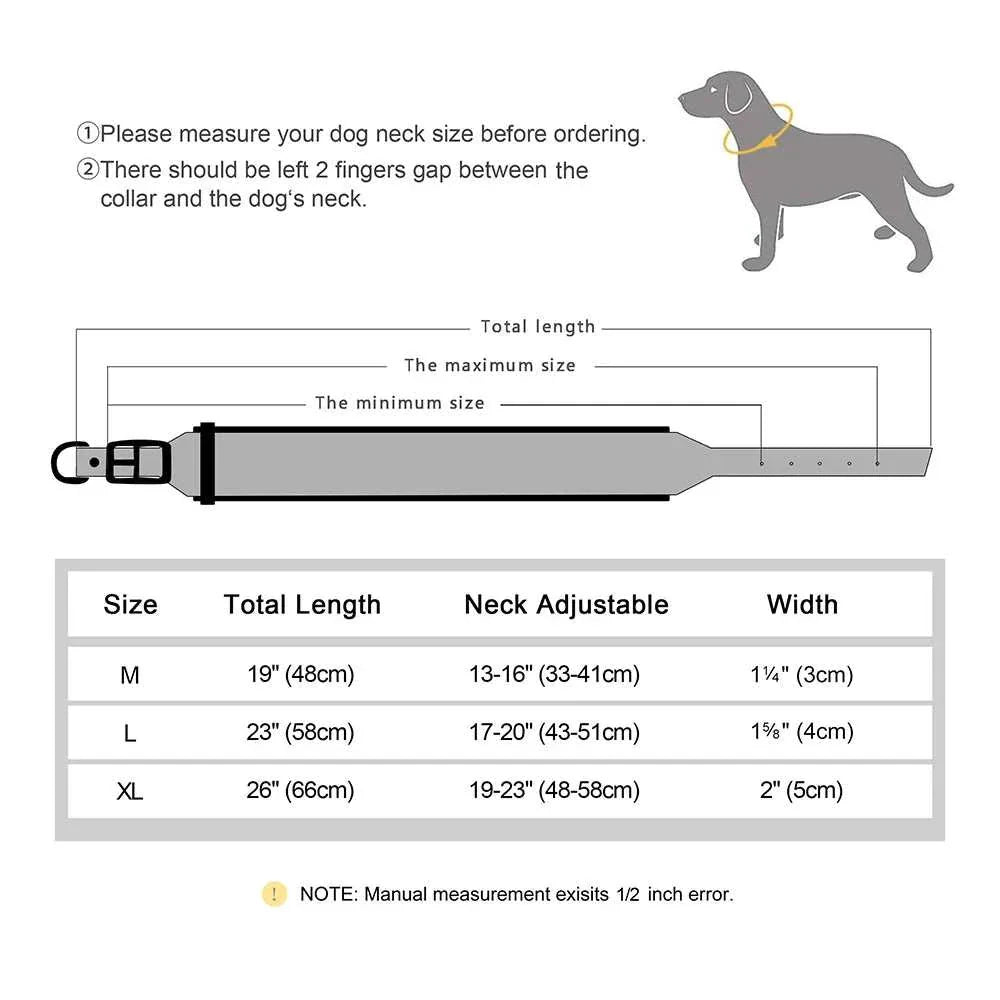 Customised Wide Dog Collar Size Chart for Medium to Large Dogs