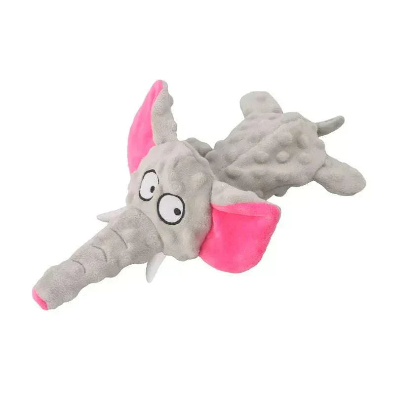 No stuffing fun squeaky crinkle plush bite resistant dog toy in elephant shape.