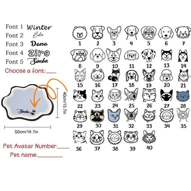 Personalised pet feeding mat in cute shape made from non-slip waterproof diatom mud