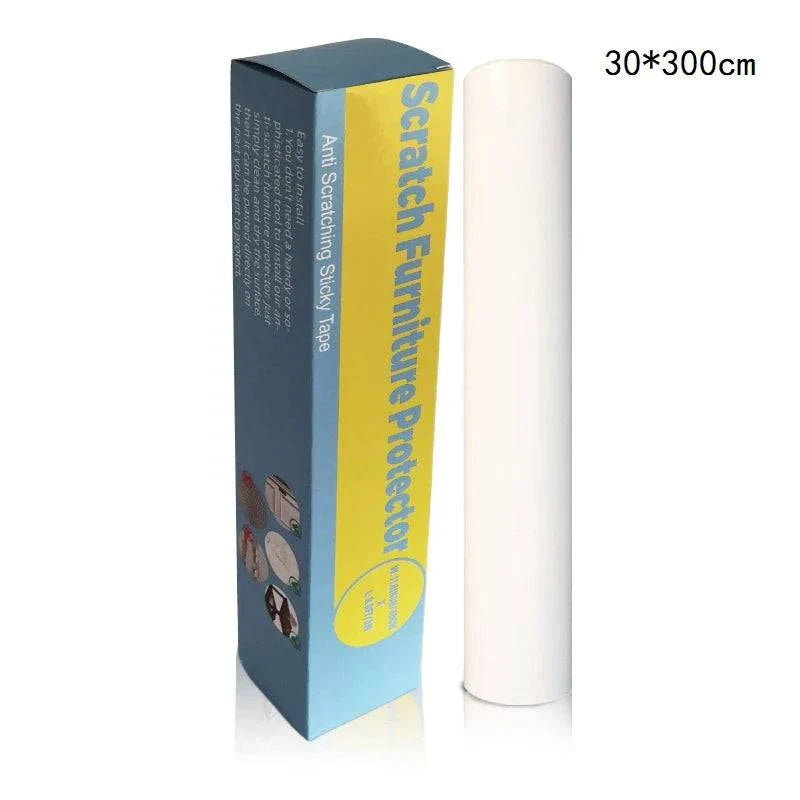 Cat scratch deterrent transparent tape for furniture protection, 30x300cm roll.