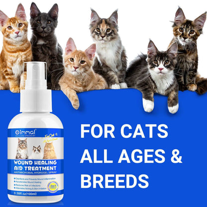 Oimmal cat wound healing aid antimicrobial hydrogel spray with cats of various breeds and ages