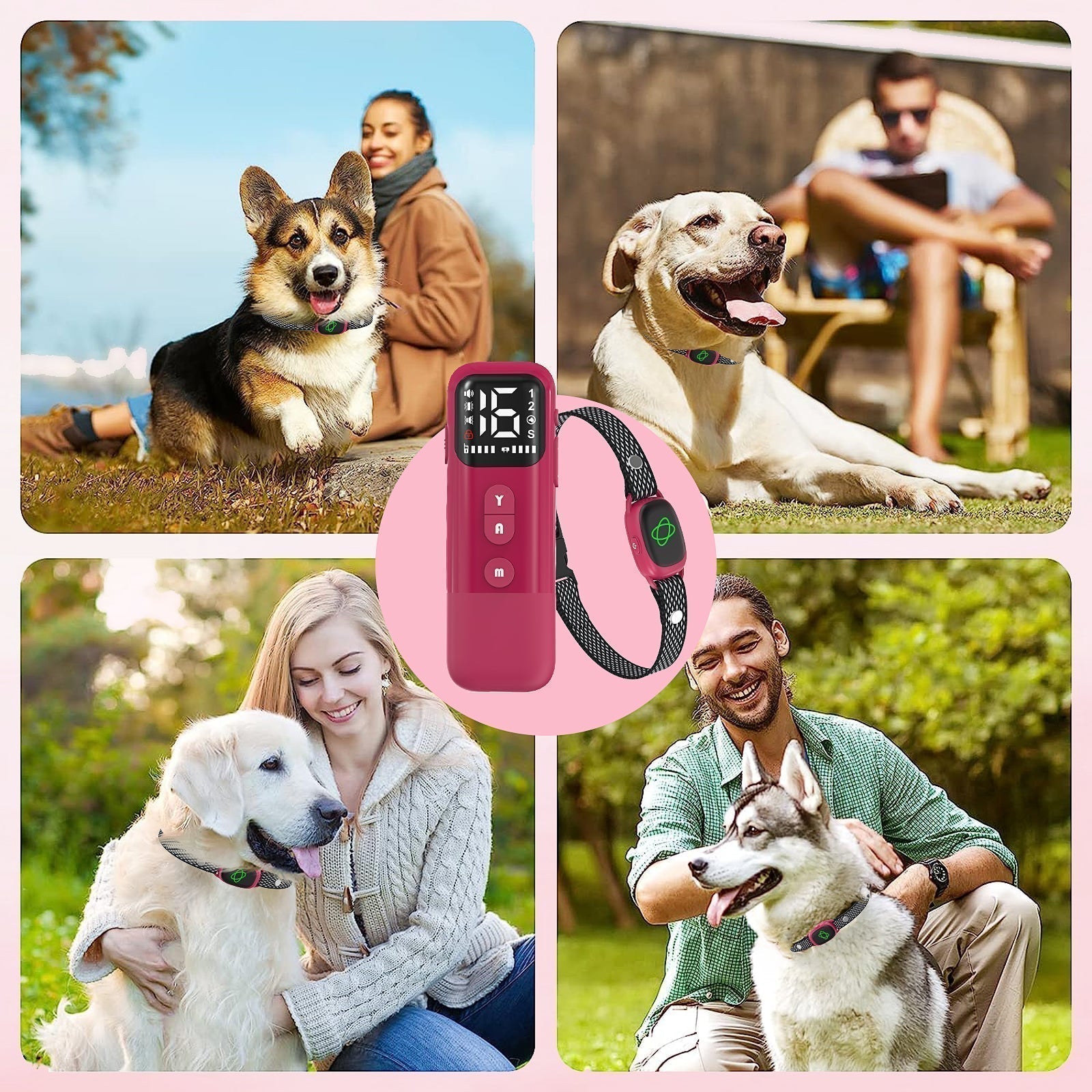 Remote waterproof dog training collar with vibration and beep, no-harm anti bark function