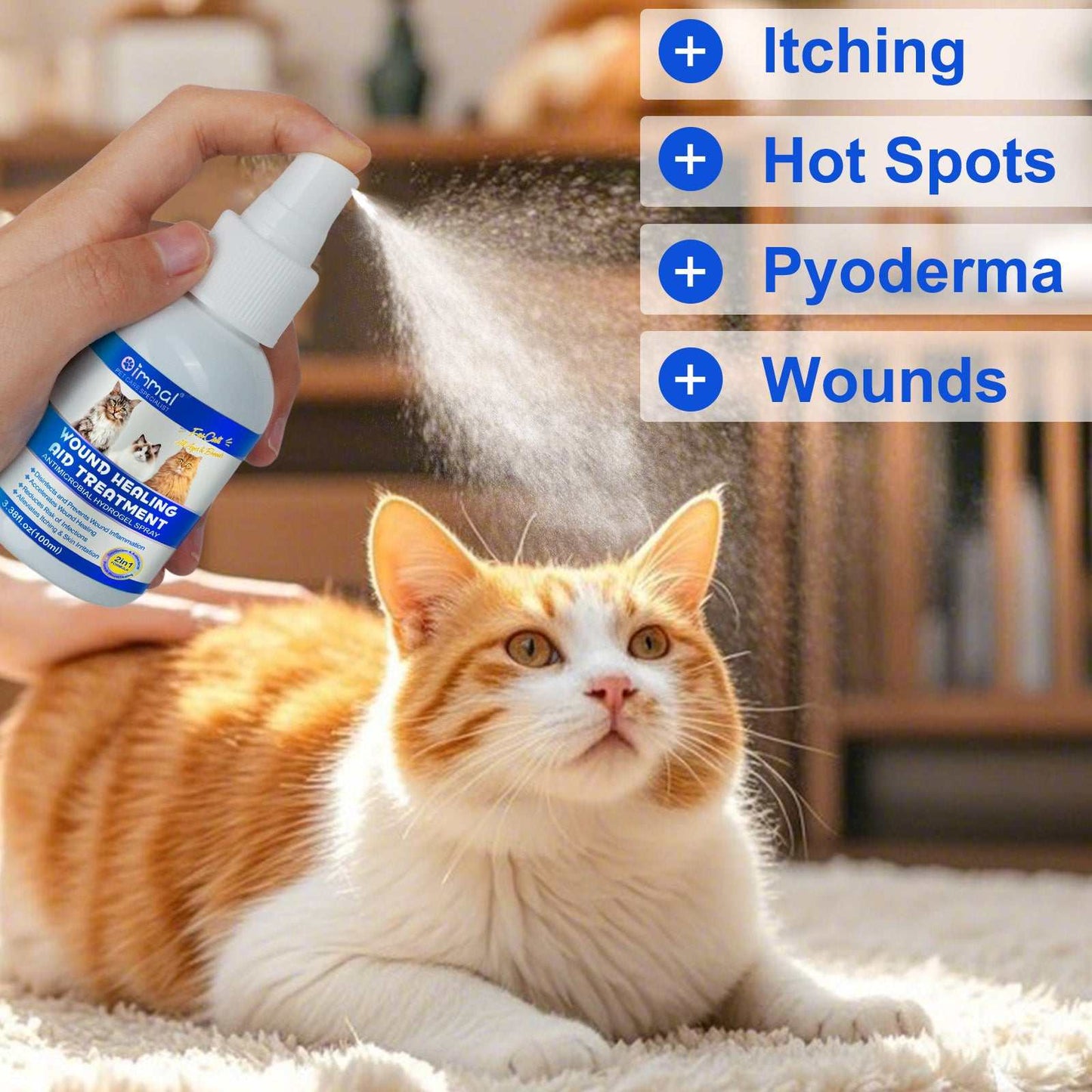 Oimmal Cat Wound Healing Aid antimicrobial hydrogel spray soothing cat skin wounds and irritations