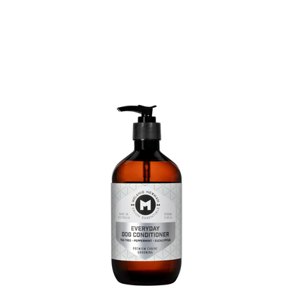 Melanie Newman Everyday Dog Conditioner bottle with Tea Tree, Peppermint, and Eucalyptus scents.