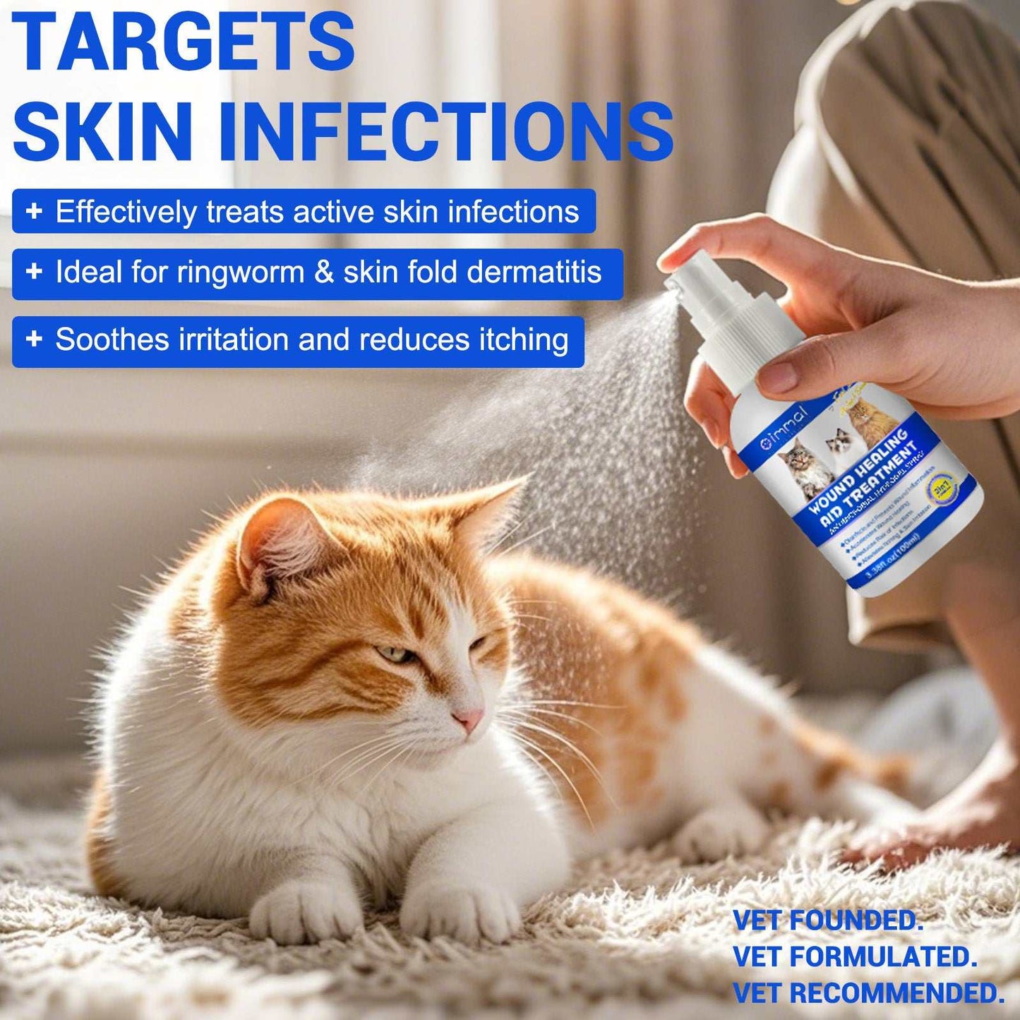 Oimmal cat wound healing aid antimicrobial hydrogel spray treating skin infections and soothing irritation