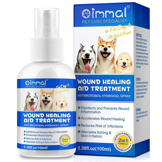 Oimmal dog wound healing aid treatment antimicrobial hydrogel spray for dogs dog wound care