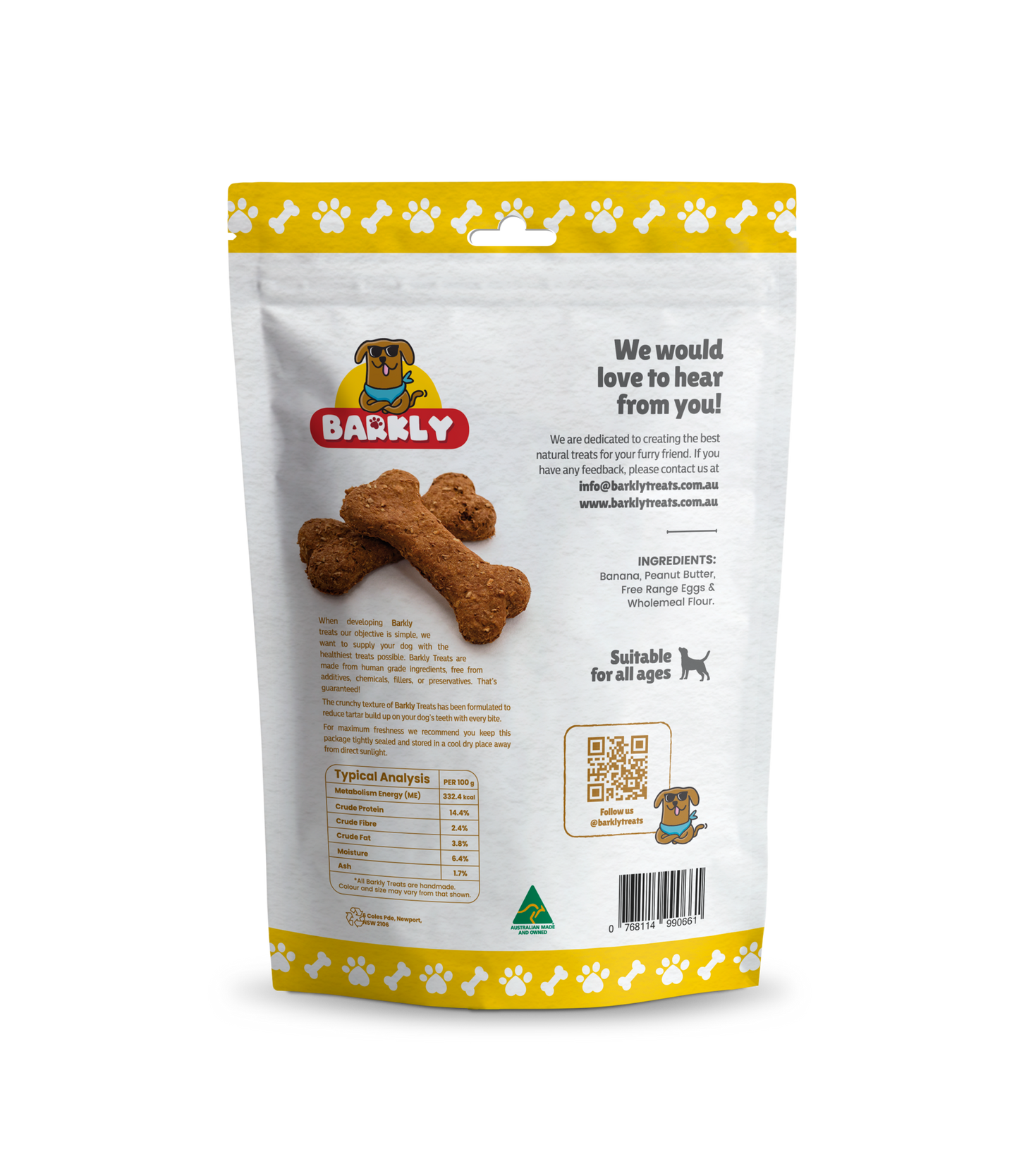 Barkly - Banana & Peanut Butter - Dog Treat