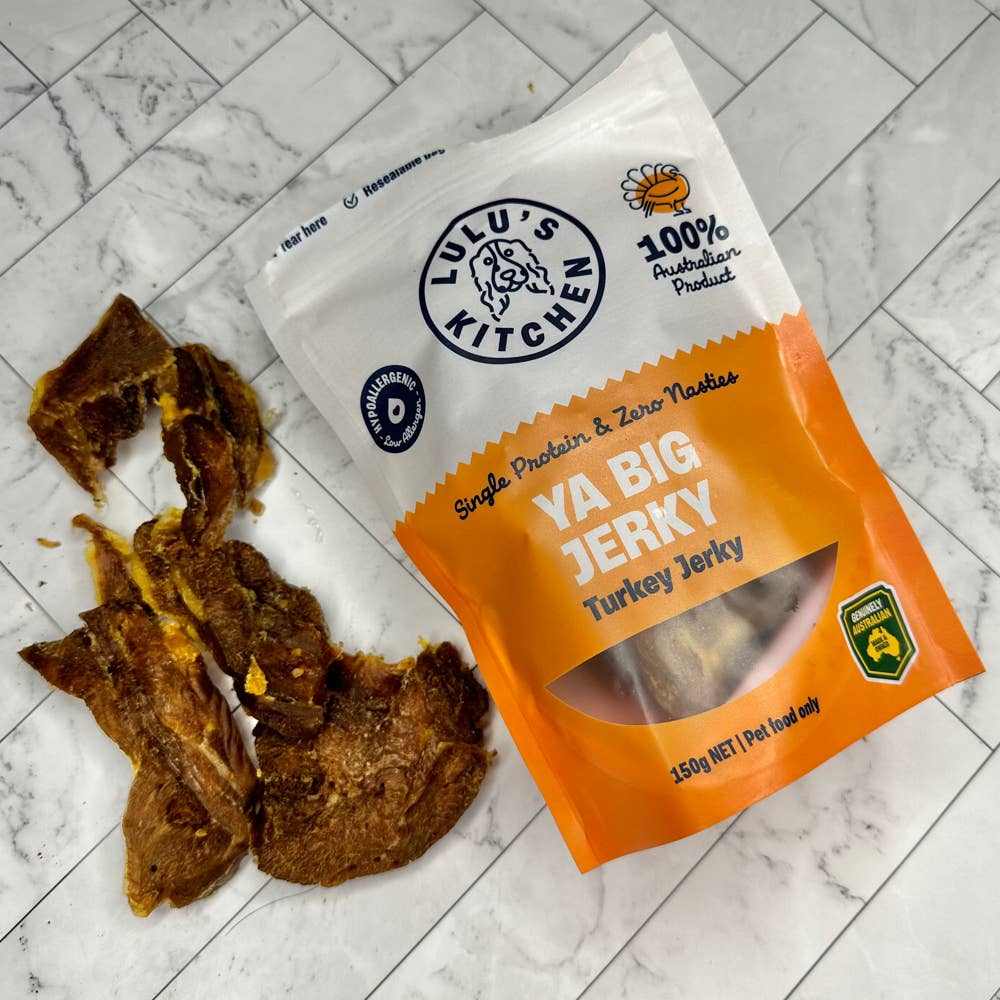 Ya Big Jerky - Turkey Jerky for dogs, high-protein treat, hypoallergenic.