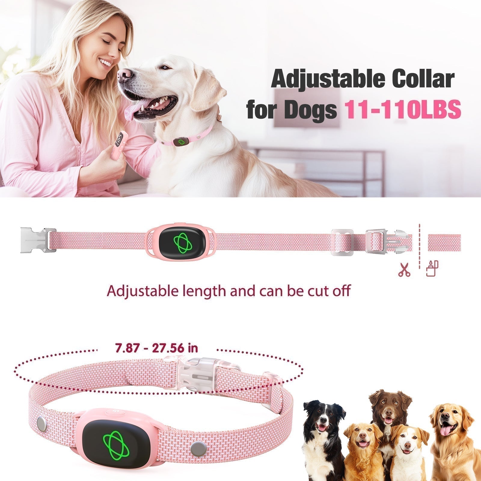 Remote waterproof training anti bark collar with vibration and beep, no harm, adjustable and long-range remote control